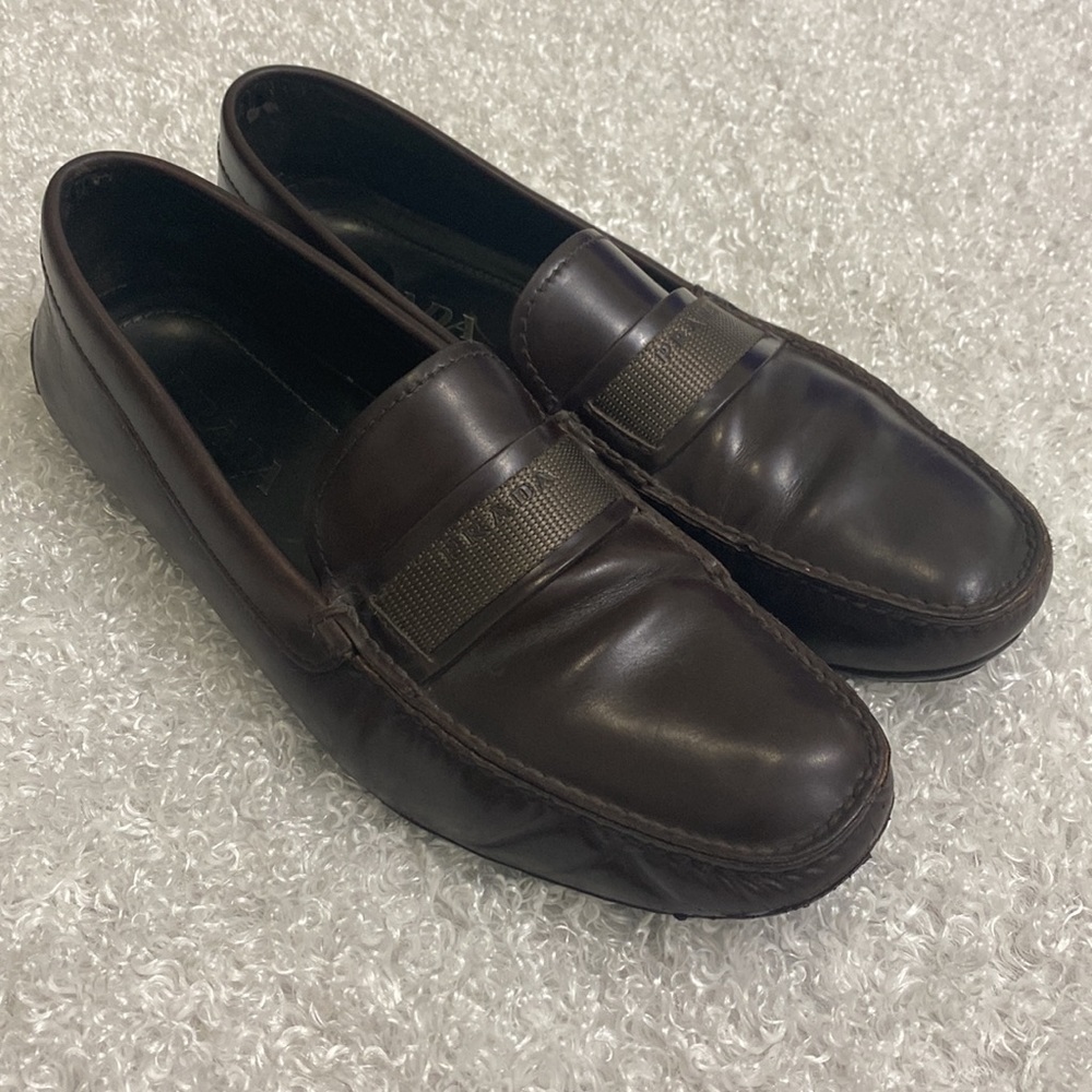 Prada Brown Leather Penny Loafers